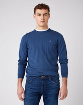 Męski Sweter Wrangler Crew Knit Dark Denim  W8A02PXTG 112141657